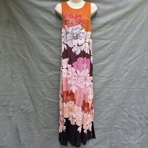 Anthropologie X Maeve Floral Maxi Twist Back Dress Size Small Rust Fall Autumn